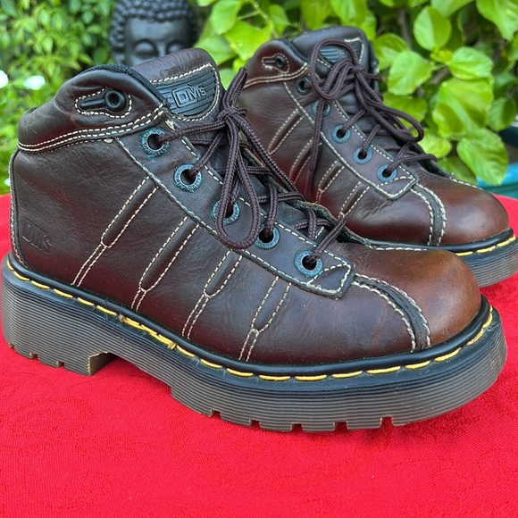 🏴󠁧󠁢󠁥󠁮󠁧󠁿 Dr. Martens MIE Vintage Chunky Brown Platform Oxfords UK 5 - Picture 6 of 17